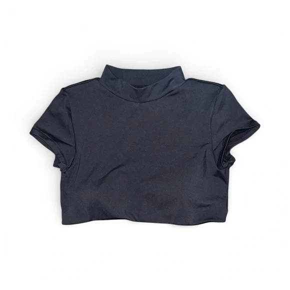 OAK + FORT MOCKNECK SWIM TOP Women’s Large black - Picture 3 of 5